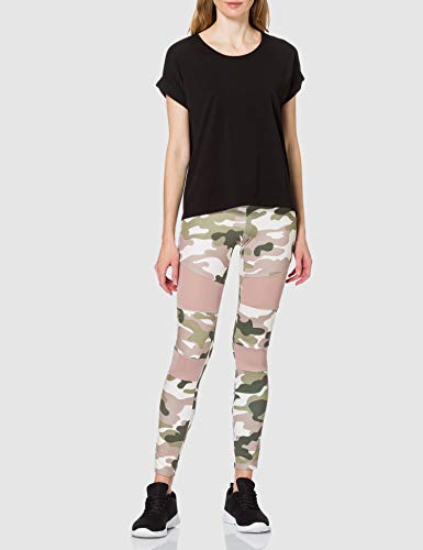 Urban Classics, Ladies Camo Tech Mesh Leggings, con Malla Transparente, Material Opaco - Pantalones Deportivos, Color: rosa camo, Tallas: S