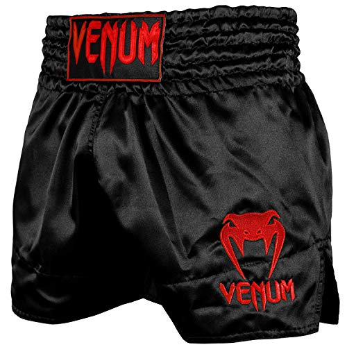VENUM Classic Pantalones Cortos de Muay Thai, Unisex Adulto, Negro/Rojo, S