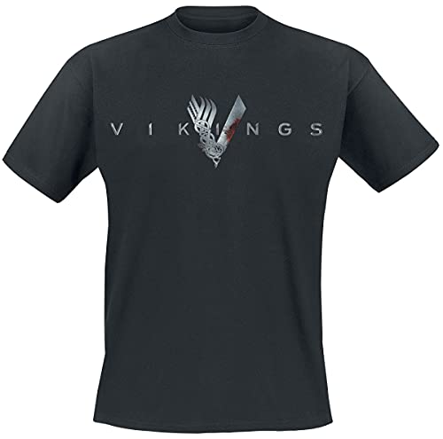 Vikings Welcome To Valhalla Hombre Camiseta Negro L, 100% algodón, Regular
