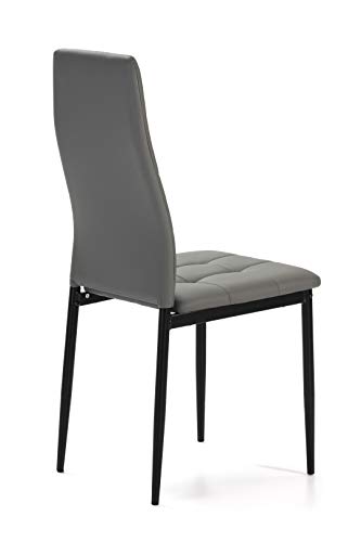 VS Venta-stock Set de 4 sillas Comedor Chelsea tapizadas Gris, certificada por la SGS, 42 cm (Ancho) x 51 cm (Profundo) x 97 cm (Alto)