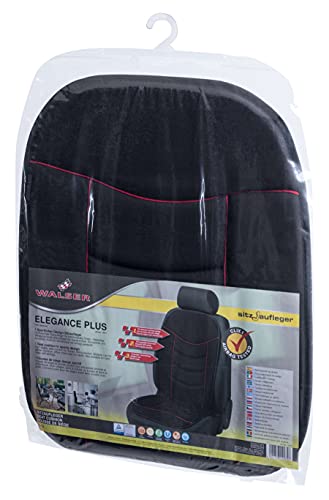 WALSER Funda de asiento Elegance Plus en negro/rojo, funda protectora universal, protector de asiento de coche 14275