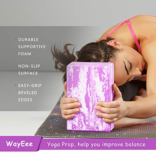 WayEee Bloques de Yoga 2 Unidades Yoga Block de Espuma EVA de Alta Densidad Ladrillo Yoga para Mejorar la Fuerza y Ayudar en el Equilibrio y la Flexibilidad Yoga Pilates Amantes (Violeta)