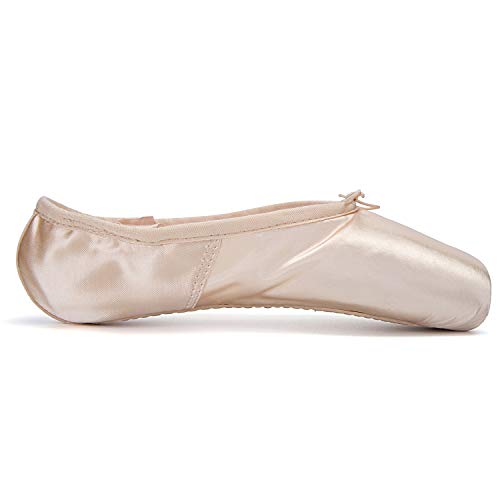 WENDYWU - Zapatos de ballet para mujer de ballet clásicos, punta de satén, zapatillas de baile, con tapones de los dedos de los pies, protectores de gel de silicona y cinta, Rosa (rosa), 39 EU