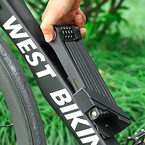 West Biking Candado plegable para bicicleta con combinación de 4 dígitos, 120 cm, de acero endurecido, 8 articulaciones, acero de aleación pesada