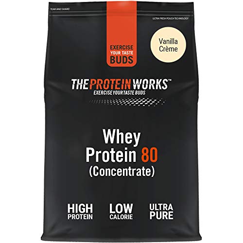 Whey Protein 80 | 82% De Proteína | Batido Alto En Proteínas & Bajo En Azúcares | THE PROTEIN WORKS | Crema de Vainilla | 1kg