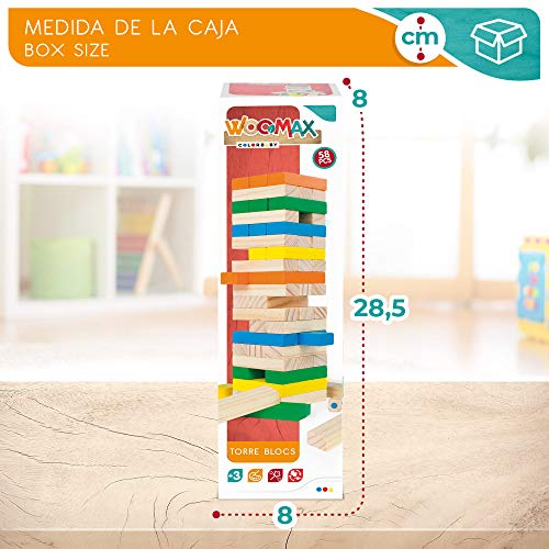 WOOMAX- Torre de bloques madera (ColorBaby 43620)