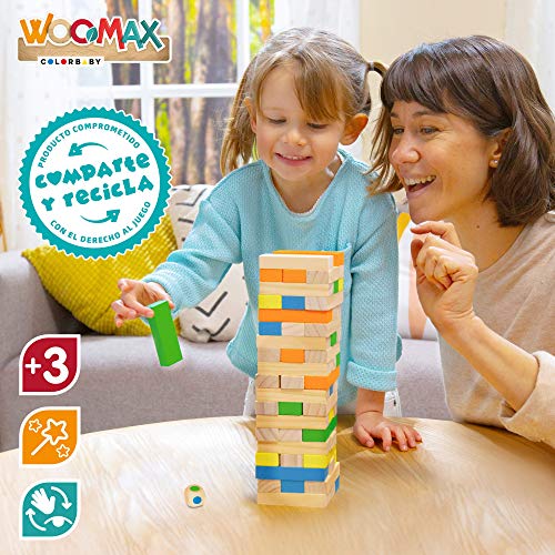 WOOMAX- Torre de bloques madera (ColorBaby 43620)