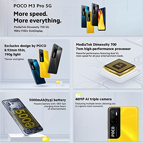 Xiaomi Poco M3 Pro 5G - Smartphone 64GB, 4GB RAM, Dual Sim, Power Black