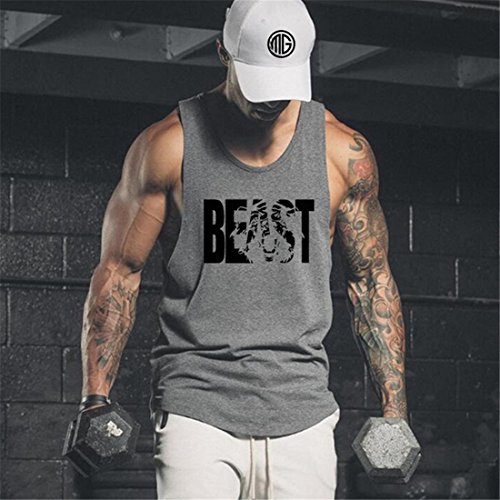 YeeHoo Beast Camiseta Sudaderas Hombre Culturismo Muscular Chaleco sin Mangas Deportiva de Tirantes Tank Top algodón