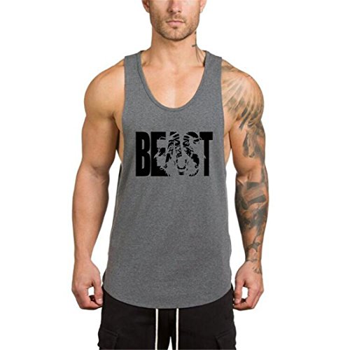 YeeHoo Beast Camiseta Sudaderas Hombre Culturismo Muscular Chaleco sin Mangas Deportiva de Tirantes Tank Top algodón