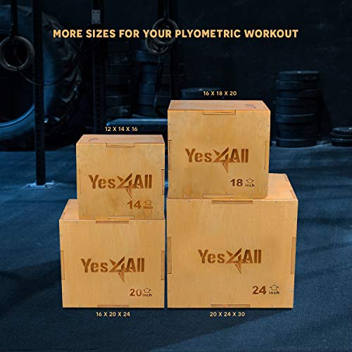 Yes4All Madera Plyo Caja/Madera Plyo Caja para Ejercicio, Crossfit Training, MMA - W6P6, A-Light Wood Color, 16x14x12 Inch