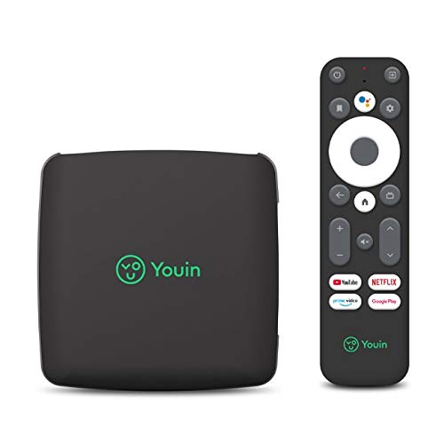 You-Box, Android 10.0 TV Box 4K UHD de Youin, 8GB ROM ampliable a 32GB, HDMI 2.1, Bluetooth 4.2, Dual band Wi-Fi, Ethernet 100 Mbps, Chromecast built-in y control por voz Hey Google