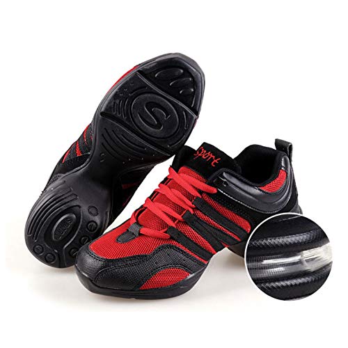Yudesun Zapatos Aire Libre Deportes Danza Mujer - Mujeres Lona Cordones Suela de Goma Zapatillas Practicidad Running Sneaker Jazz Contemporáneo Baile Informal Rojo (Los Zapatos Son más pequeños)