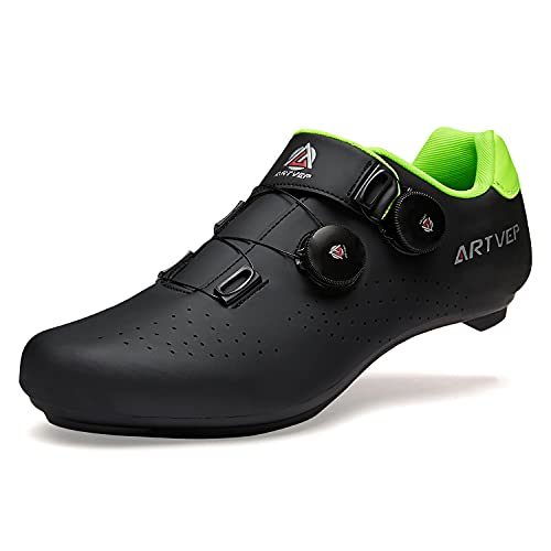 Zapatillas de Ciclismo para Hombre Zapatillas de Bicicleta de Carretera para Mujer compatibles con Look SPD SPD-SL Delta Cleats Zapatillas de Spinning para Interiores Exteriores Negro250