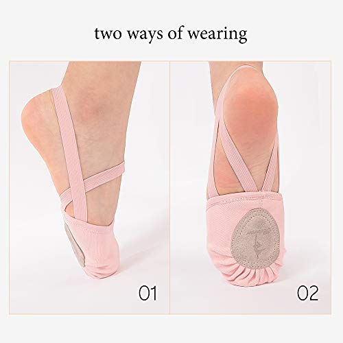 Zapatillas de Danza Zapatos Media Punta de Ballet y Gimnasia para Mujer y Niña Rosa Small