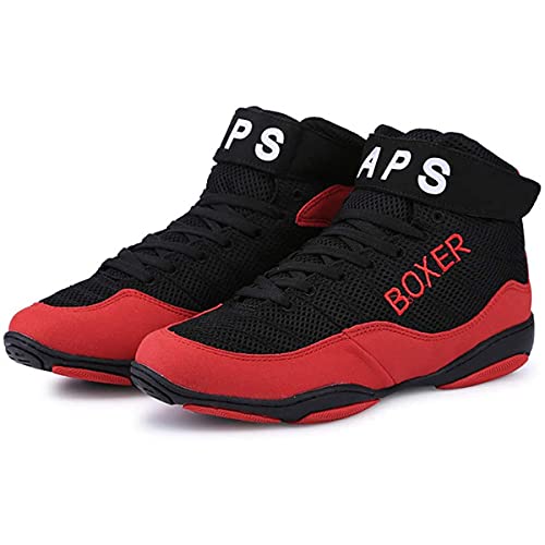 Zapatos De Boxeo Botas De Lucha De Malla Transpirables Zapatos De Entrenamiento De Escalada Ligero para Hombres Mujeres Niños,Rojo,39