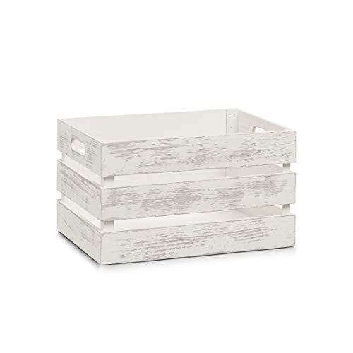 Zeller 15131 Caja de Almacenamiento, Madera, Blanco, 35x25x20,5 cm