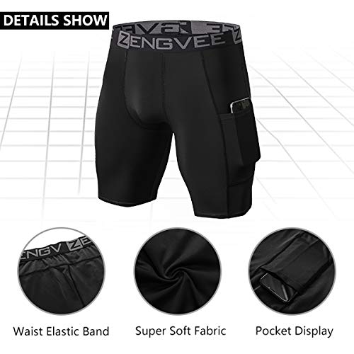 ZENGVEE 3 Piezas Mallas Hombre de Secado Rápido para Pantalon Corto Hombre Deporte para Gym, Yoga, Running(3Black-XL)