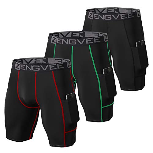 ZENGVEE 3 Piezas Mallas Hombre de Secado Rápido para Pantalon Corto Hombre Deporte para Gym, Yoga, Running(3Black-XL)