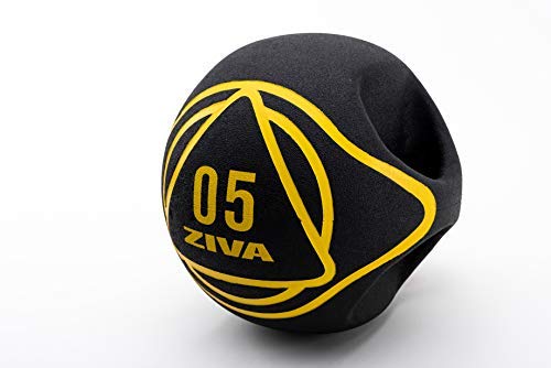 ZIVA Dual Grip Medicine Ball 5kg Balón Medicinal de Doble Agarre, Unisex Adulto, Negro, 5 kg