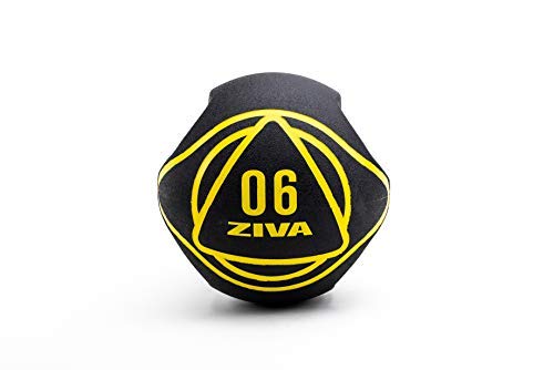 ZIVA Dual Grip Medicine Ball 6kg Balón Medicinal de Doble Agarre, Unisex Adulto, Negro, 6 kg