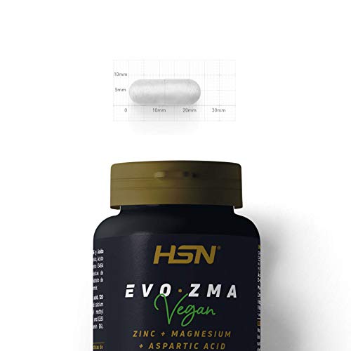 ZMA Zinc Magnesio Vitamina B6 de HSN Evozma | 120 Cápsulas Vegetales | Eleva los Niveles de Testosterona 100% Natural | Con Ácido Aspártico y Vitamina B6 | No-GMO, Vegano, Sin Gluten