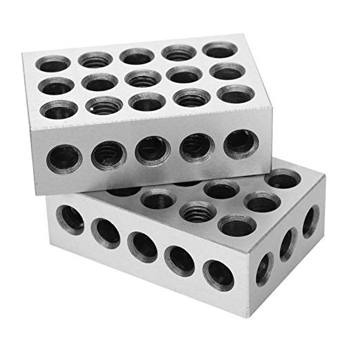 1 par de bloques de precisión métricos 1-2-3 bloques, 23 agujeros, bloque de medida 1-2-3, bloque de medida paralelo, herramientas giratorias, con caja de llaves