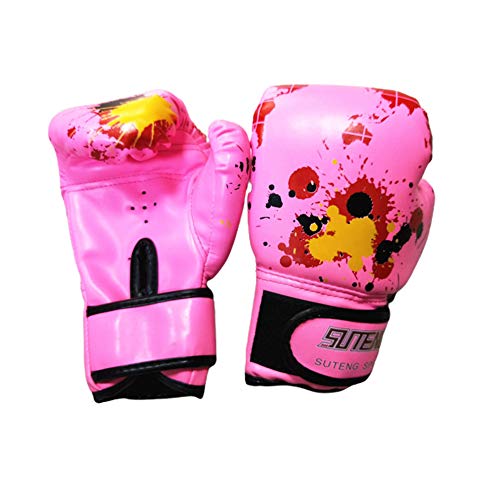 1 par de guantes de boxeo para niños, para niños de 2 a 11 jóvenes, niñas y niños pequeños, de poliuretano de dibujos animados, guantes de boxeo para kickboxing(rosa)