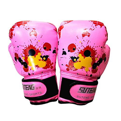 1 par de guantes de boxeo para niños, para niños de 2 a 11 jóvenes, niñas y niños pequeños, de poliuretano de dibujos animados, guantes de boxeo para kickboxing(rosa)
