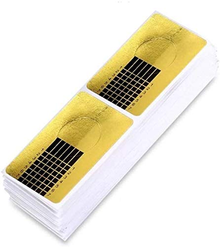 100 hojas oro Bandeja de papel de manicura: Necesario para la extensión de uñas Plantilla de bandeja de papel de Moldes Guías Pegatinas Formas UV Gel