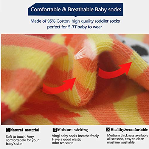 12 pares de calcetines antideslizantes para bebés, niños y niñas de 1 a 3 años (12 – 36 meses) o de 3 a 5 años Estilo de dibujos animados (12 pares). 3-5 Años