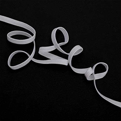 12mm X 100 M. Blanco Elástico Cable para Calidad Costura y Pasamanería - Cuerda Fabricación Pretinas, Tiras, Pulseras, Lencería, Listones Tela Manualidades - Rollo de Suave Material