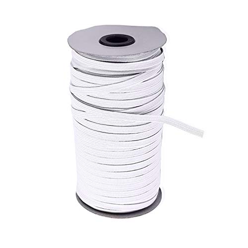 12mm X 100 M. Blanco Elástico Cable para Calidad Costura y Pasamanería - Cuerda Fabricación Pretinas, Tiras, Pulseras, Lencería, Listones Tela Manualidades - Rollo de Suave Material