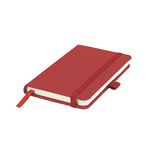 2 cuadernos A6 con bolsillo con forro y tapa dura, tamaño pequeño, con trabilla para bolígrafo, cierre elástico y marcador de cinta, bloc de notas (rojo)