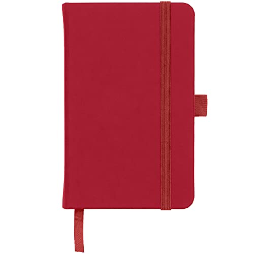 2 cuadernos A6 con bolsillo con forro y tapa dura, tamaño pequeño, con trabilla para bolígrafo, cierre elástico y marcador de cinta, bloc de notas (rojo)