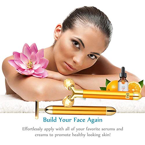 2-EN-1 Beauty Bar 24k Golden Facial Masajeador facial, Eléctrico Masajeador Para Frente, Mejilla, Cuello, Brazo, Ojos, Nariz