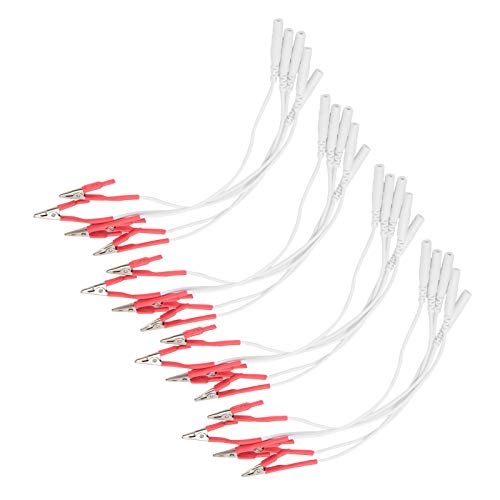 20 piezas/bolsa de cables de electrodo con clip, cable de máquina de fisioterapia de unidad TENS para accesorios de máquina de fisioterapia (rojo)