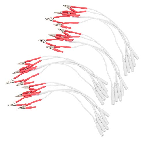 20 piezas/bolsa de cables de electrodo con clip, cable de máquina de fisioterapia de unidad TENS para accesorios de máquina de fisioterapia (rojo)