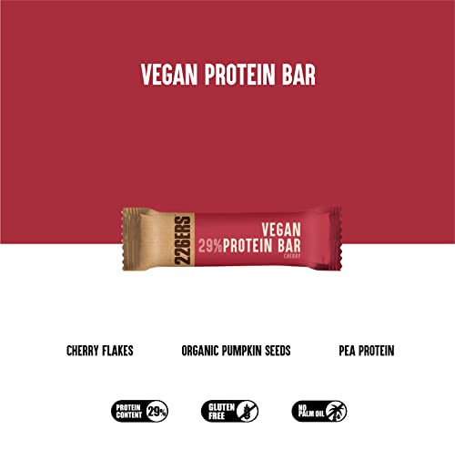 226ERS Vegan Protein Bar | Barrita de Proteína Vegana, Barra Proteíca con Superfoods | Proteína de Guisante + Proteína de Arroz | Sin Gluten, Cereza - 30 barras