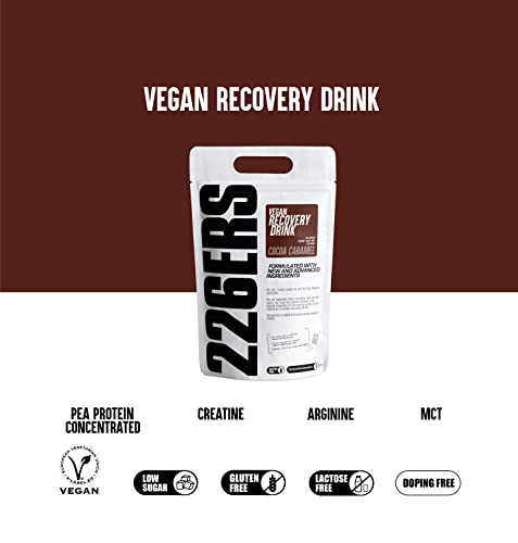 226ERS Vegan Recovery Drink | Proteína Vegana de Guisante con Creatina, L-Arginina y MCT | Recuperador Sin Gluten y Sin Lactosa, Batido Proteico Chocolate con Toque de Caramelo - 1kg