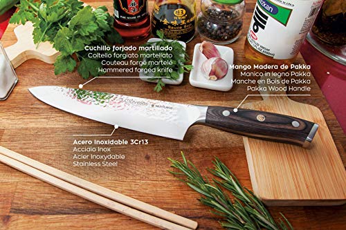3 Claveles Juego de cuchillos de cocina profesionales juego de 3 cuchillos de cocina de acero inoxidable + tijera de cocina con + taco de fibras