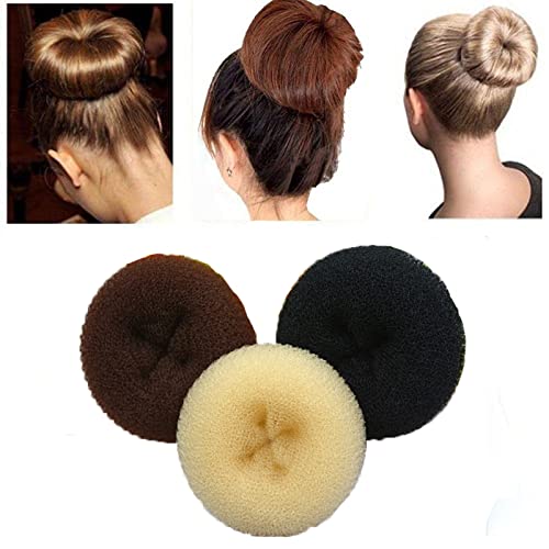 3 unids donut Hair Bun Maker anillo estilo moño Set Chignon Hair Doughnut Shape Hair Styling Tool para mujeres niñas grande+medio+pequeño)