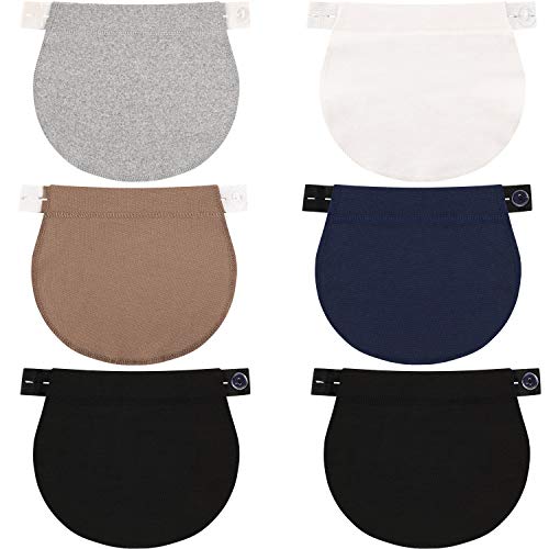 6 Paquetes Extensor de Pantalones de Maternidad Extensor de Cintura Ajustable Extensor de Cintura de Embarazo Alargador de Pantalones Elástico para Mujeres Embarazadas, 5 Colores