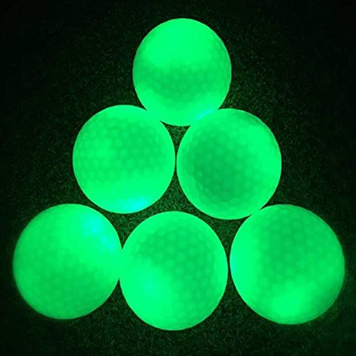 6 Piezas Bolas de Golf Luminoso LED de Iluminación de Golf para la Práctica Nocturna de Larga Distancia (Luz Verde)