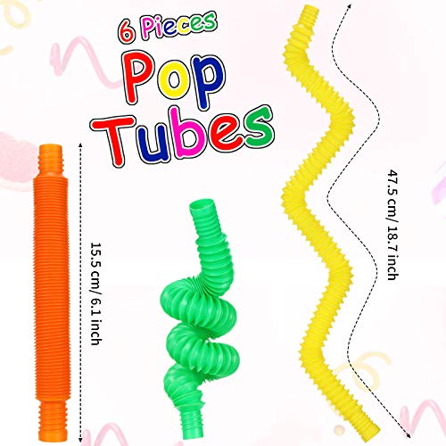 6 Piezas de Mini Juguetes Sensoriales de Tubos Pop, Juguetes Sensoriales de Tubo Elástico Multicolor Juguetes para Aliviar Estrés