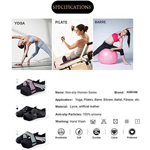 Abiram - Calcetines de yoga para mujer, antideslizantes, sin dedos y con agarre de calcetín – Pilates, barre, ballet, entrenamiento de bikram - Verde - S