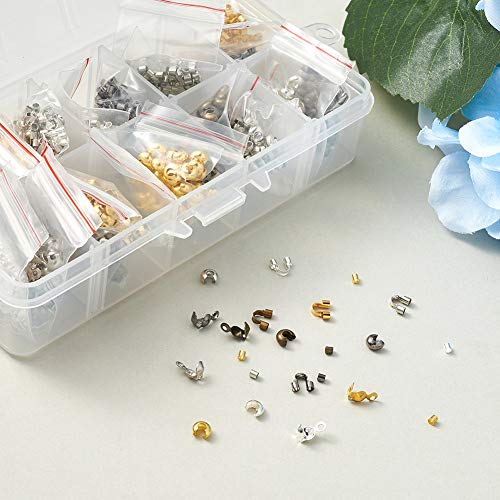 Acerca de 1200pc/caja de 5 colores Crimp Beads Clamp End Crimp Cover Tube Beads con alambre Guard para la fabricación de joyas