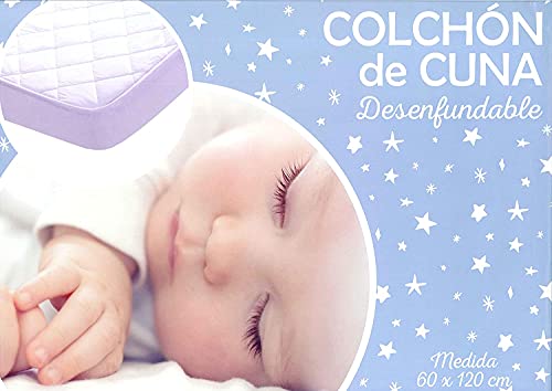 Acomoda Textil - Colchón para Cuna 120x60 cm, Colchón para Bebé con Doble Funda, Impermeable, Higiénico, Transpirable y Lavable.