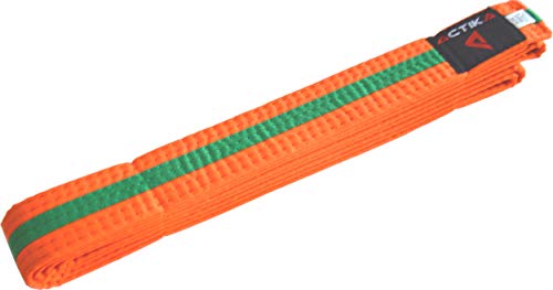 Actika ctika - Cinturón de budo para karate, judo, taekwondo, artes marciales, ju-yutsu (naranja/verde, 220)