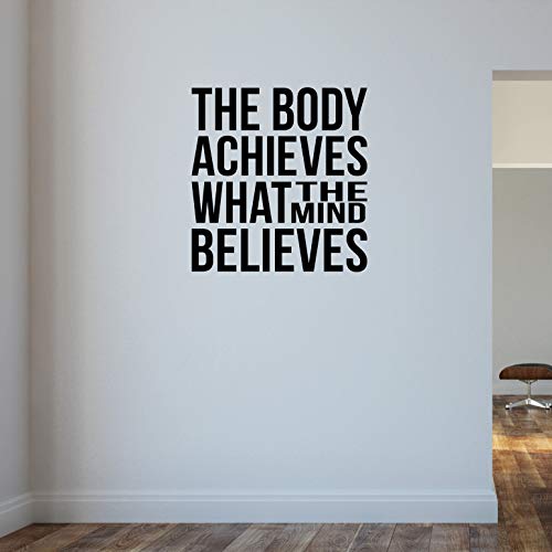 Adhesivo decorativo para pared, diseño de The Body Achieves What the Mind Believes.Motivational Wall Decor Gimnasio.